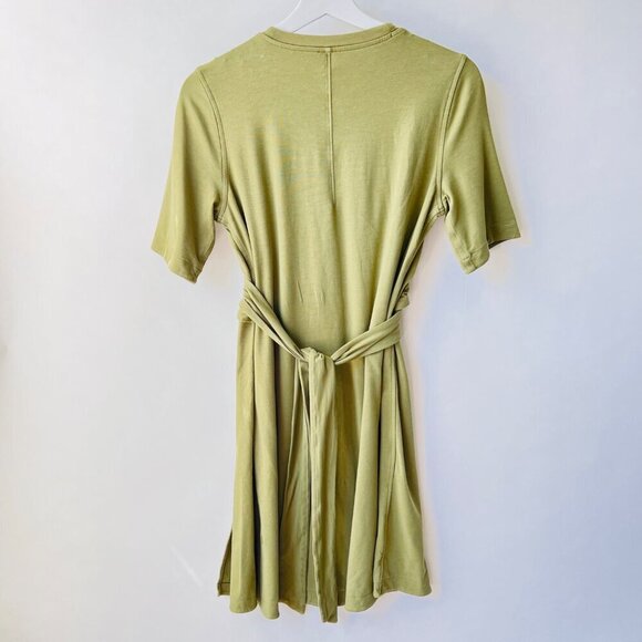 Lululemon Cotton Wrap-Front T-Shirt Dress Bronze Green Size 6 A140 - Picture 5 of 9